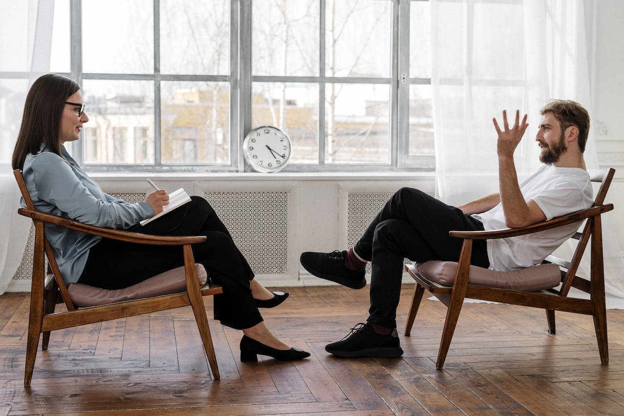 man attending therapy