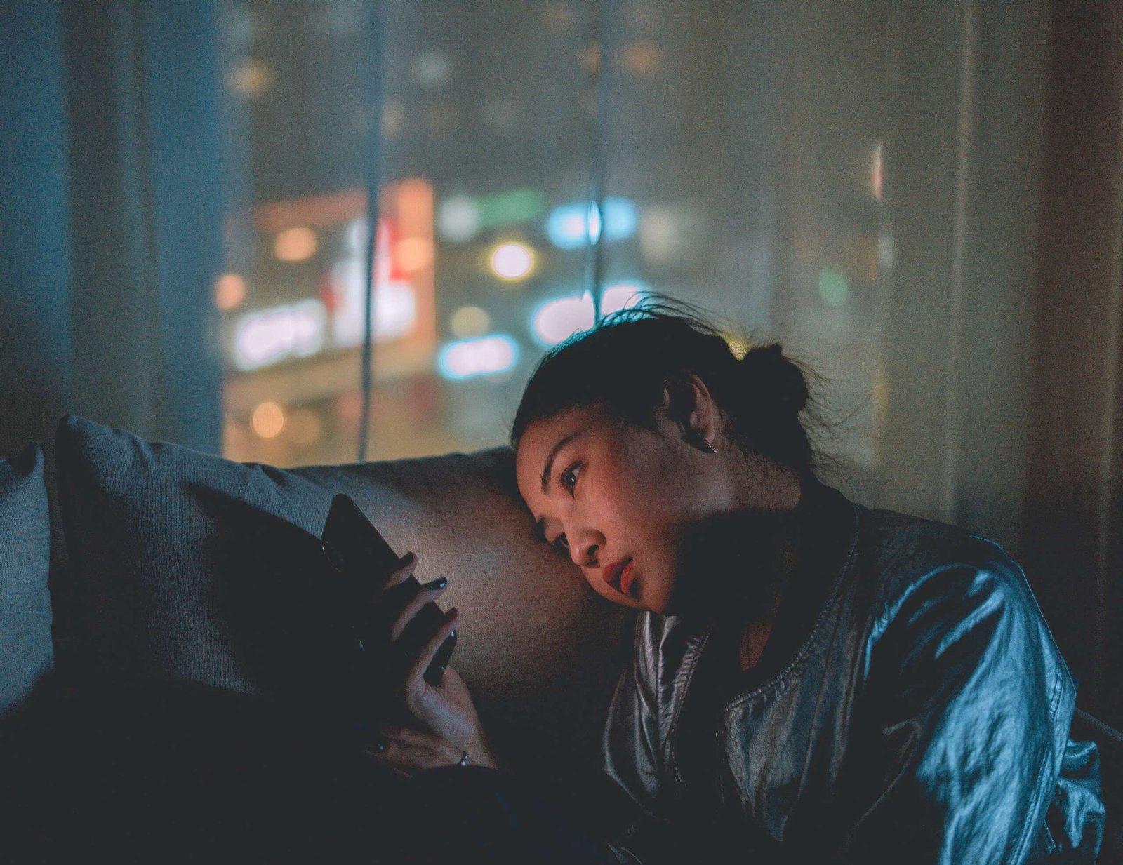 woman using her phone